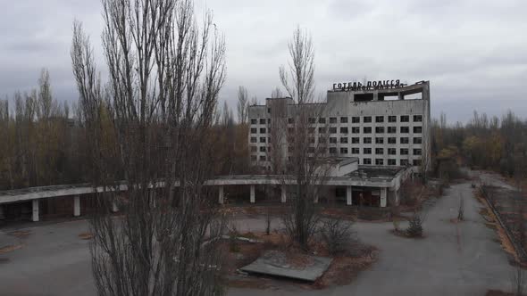 Chernobyl Exclusion Zone. Pripyat. Aerial.