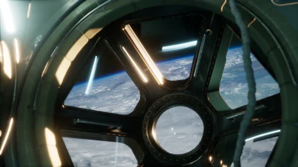 Cockpit View From International Space Station Operating Nearby of Planet Earth alt