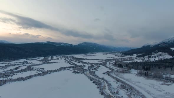 Beautiful Aerial Drone View of Canadian Mountain Landscape