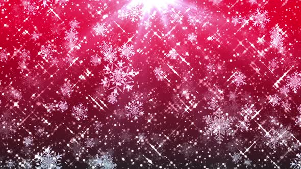 Glitter Snowflakes Red Background
