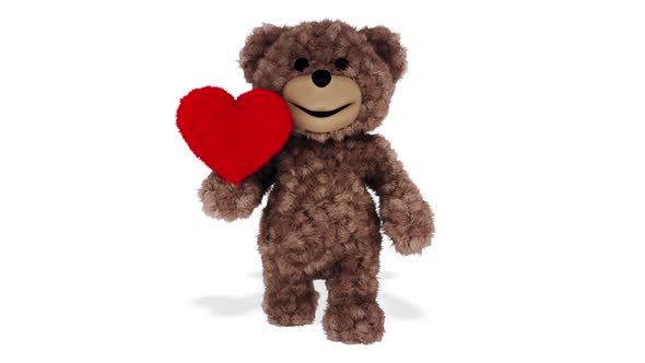 Teddy Bear Heart Looped White Background