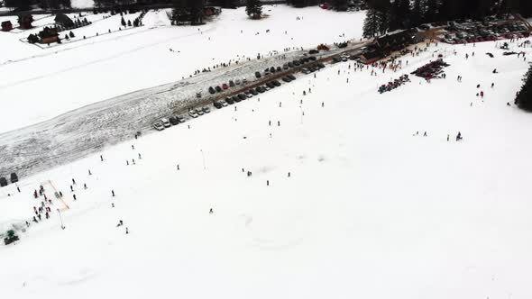 Crowded Skiing Slope