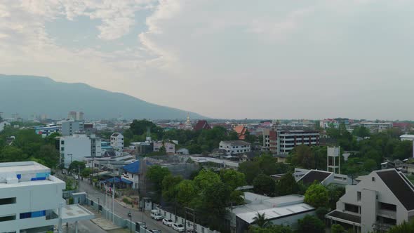 4K Cinematic landscape footage of the mountain of Doi Suthep in Chiang Mai, North Thailand during a