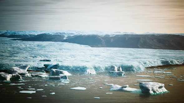 Small Icebergs and Ice Floes in the Sea Near Iceland