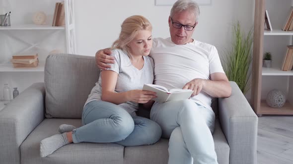 Family Reading Home Leisure Father Daughter Book