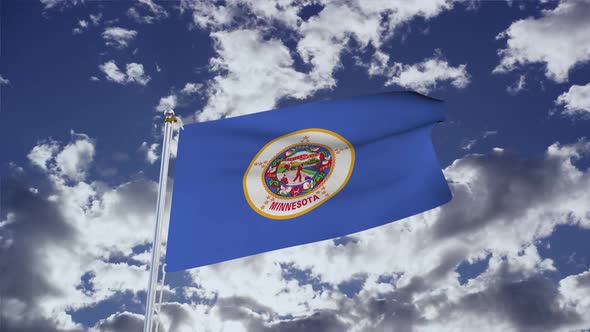 Minnesota Flag With Sky 4k