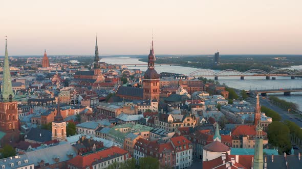 Aerial View of Riga Before Sunset