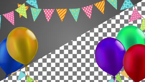 Bunting Flags Frame With Balloons Alpha Channel