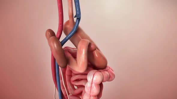 Human Digestive System Anatomy Animation Concept. 3D alt