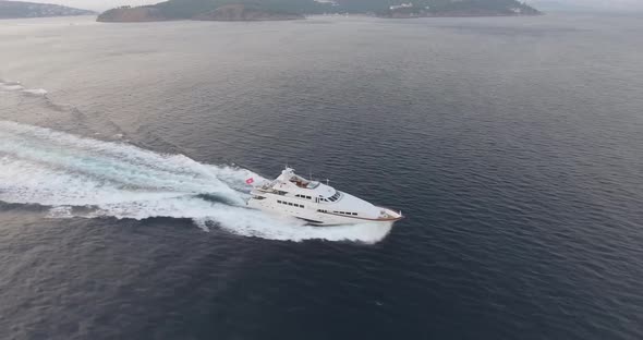 Sea going yacht aerial image