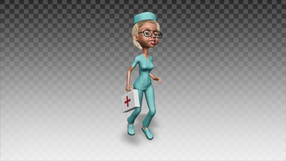 Cartoon Nurse Runs to Help 2