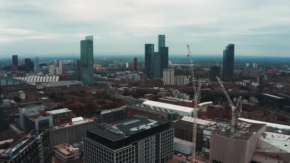 Aerial View of Manchester City in UK