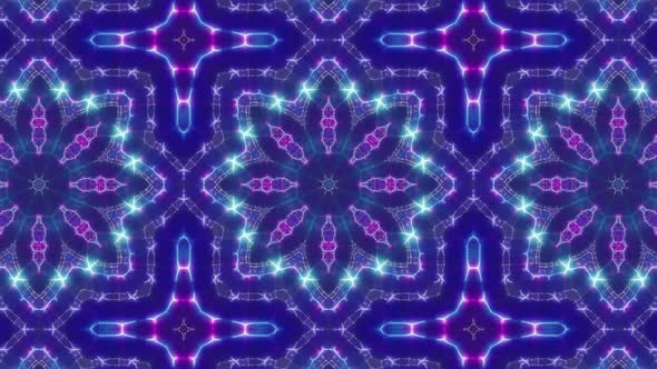 Blinking Lights Neon Kaleidoscope Background Loop 4K 02