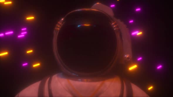 Astronaut with Neon Lines