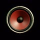 Audio Speaker with Red Membrane Isolated on Black Playing Modern Music Loop - VideoHive Item for Sale