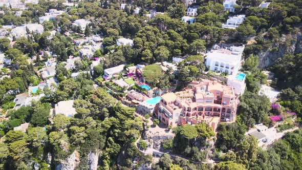 Amazing Aerial View of Capri Island Coastline in Summer Season Italy