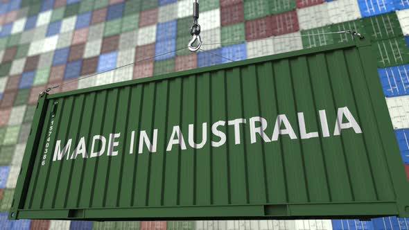 Cargo Container with MADE IN AUSTRALIA Caption