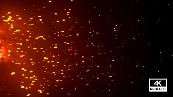 Flying Fire Particles Background Overlay 4K Looped V1