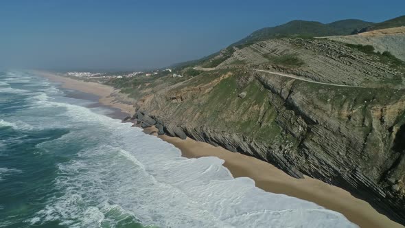 Ocean Waves and Beautiful Beach in Portugal