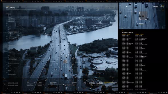 Live footage. Identifying the car on the bridge that is crossing a river. UI. alt