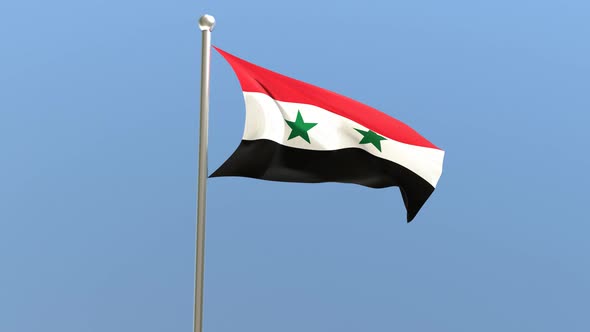 Syrian flag on flagpole.