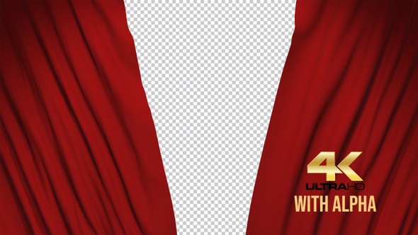 Realistic Red Curtains Opening