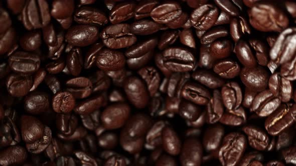 Super Slow Motion Shot of Rotating Coffee Beans in the Grinder at 1000Fps