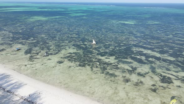 Boats in the Ocean Near the Coast of Zanzibar Tanzania Slow Motion