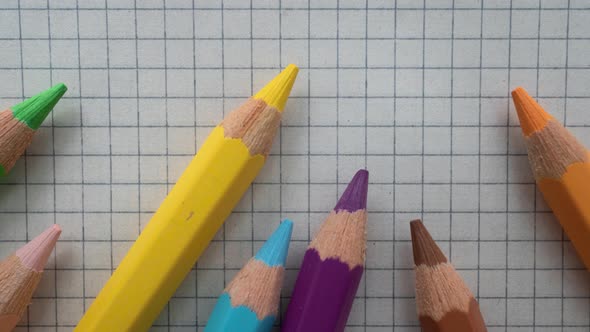 Lot Colored Pencils On A Background, Stop Motion alt