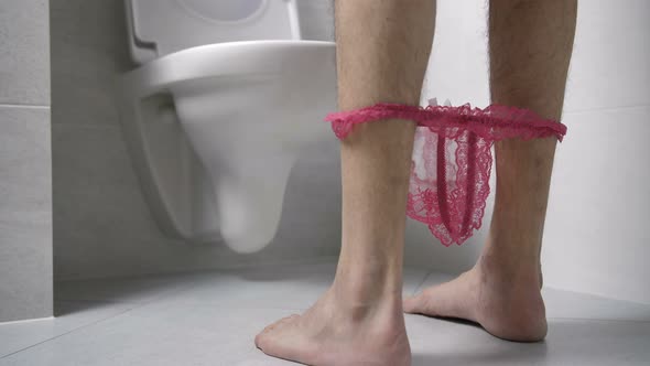  Hairy Male Legs Peeing in Toilet