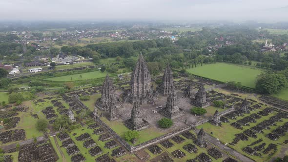 Aerial view hindu temple Prambanan in Yogyakarta, Indonesia.