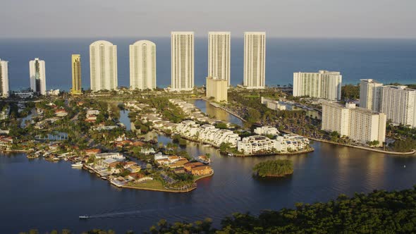 Aerial view of Miami Beach cityscape