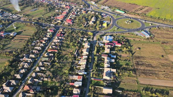 Large Village Landscape with Country Houses From a Height in a Private Field Land