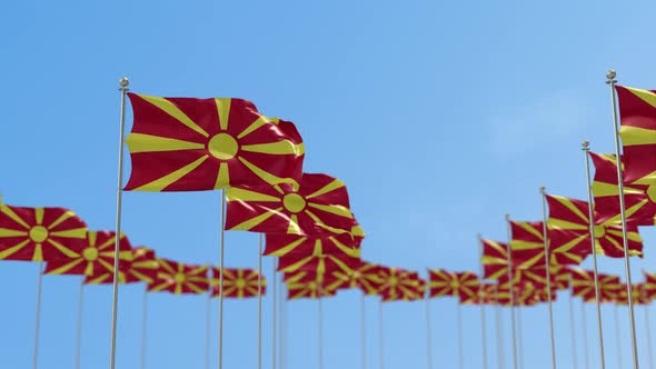 Macedonia Row Of Flags 3D Animation