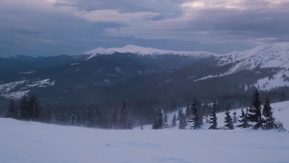 Mountain morning, ski resort Dragobrat, Carpathians, Ukraine