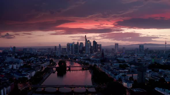 Aerial Wide Shot of Frankfurt Am Main