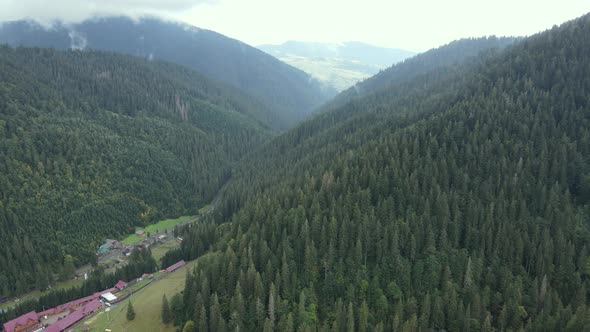 Nature of Ukraine: Carpathian Mountains Slow Motion. Aerial View