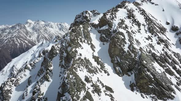 Aerial Flight Over the Dolomites or North Caucasus