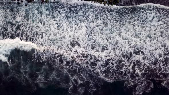 Drone fly over the sea wave