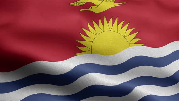 Kiribati Flag Seamless Closeup Waving Animation