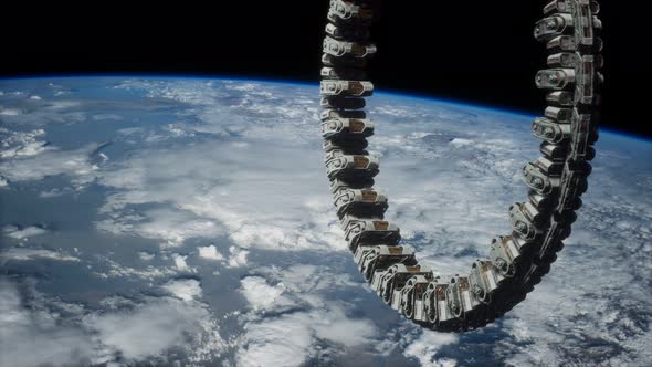 Futuristic Space Station on Earth Orbit