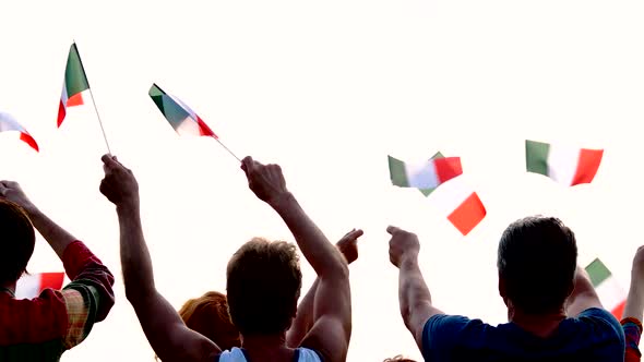 Hands Waving with Flags of Italy