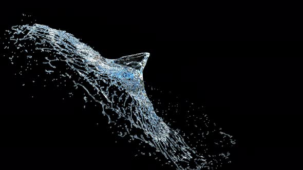 Blue Water Drops Splash on Black Fluid Stream Liquid Art Super Slow Motion 1000 Fps