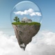 Floating Island Protected By Glass Sphere Above The Clouds - VideoHive Item for Sale