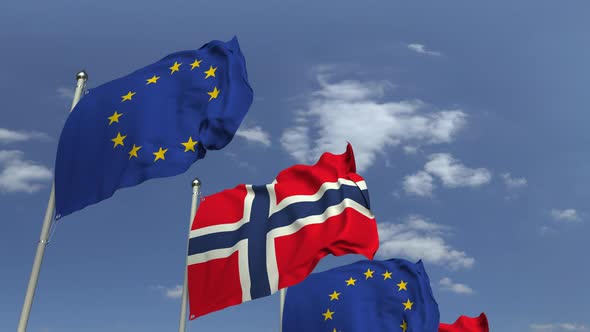 Flags of Norway and the European Union