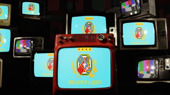 Flag of Lazio, Italy, and Retro TVs.