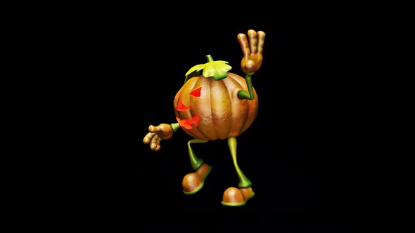 Fun Pumpkin  Looped Halloween Dance with Alpha Channel and Shadow