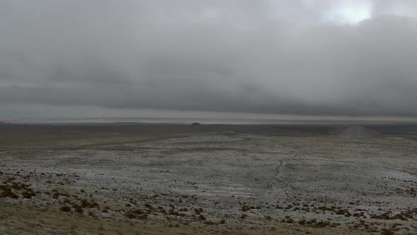 Snow Covered During Winter in Central Asian Vast Steppe