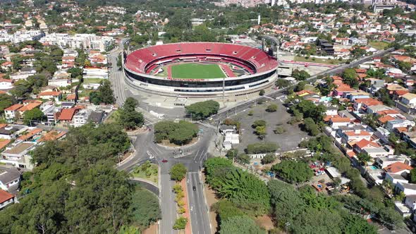 Cityscape of Sao Paulo Brazil. Stunning landscape of sports centre at downtown.