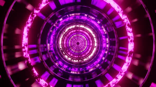 Purple And Pink Circle Rings Vj Loop Tunnel Background HD